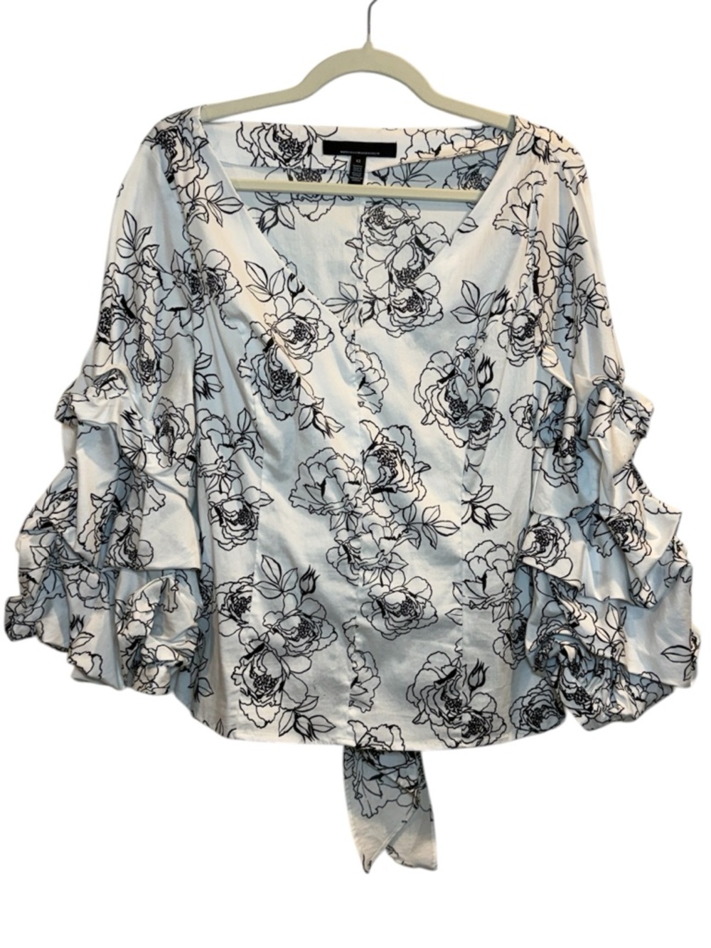 WHBM Floral Ruffle Sleeve Blouse Size: 12 - Picture 2 of 4